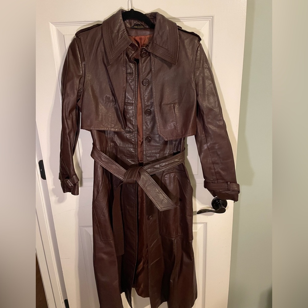 Vintage Korean leather trench coat